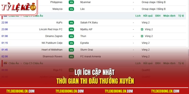 Lịch Thi Đấu 2 Lợi ích cập nhật thời gian thi đấu thường xuyên